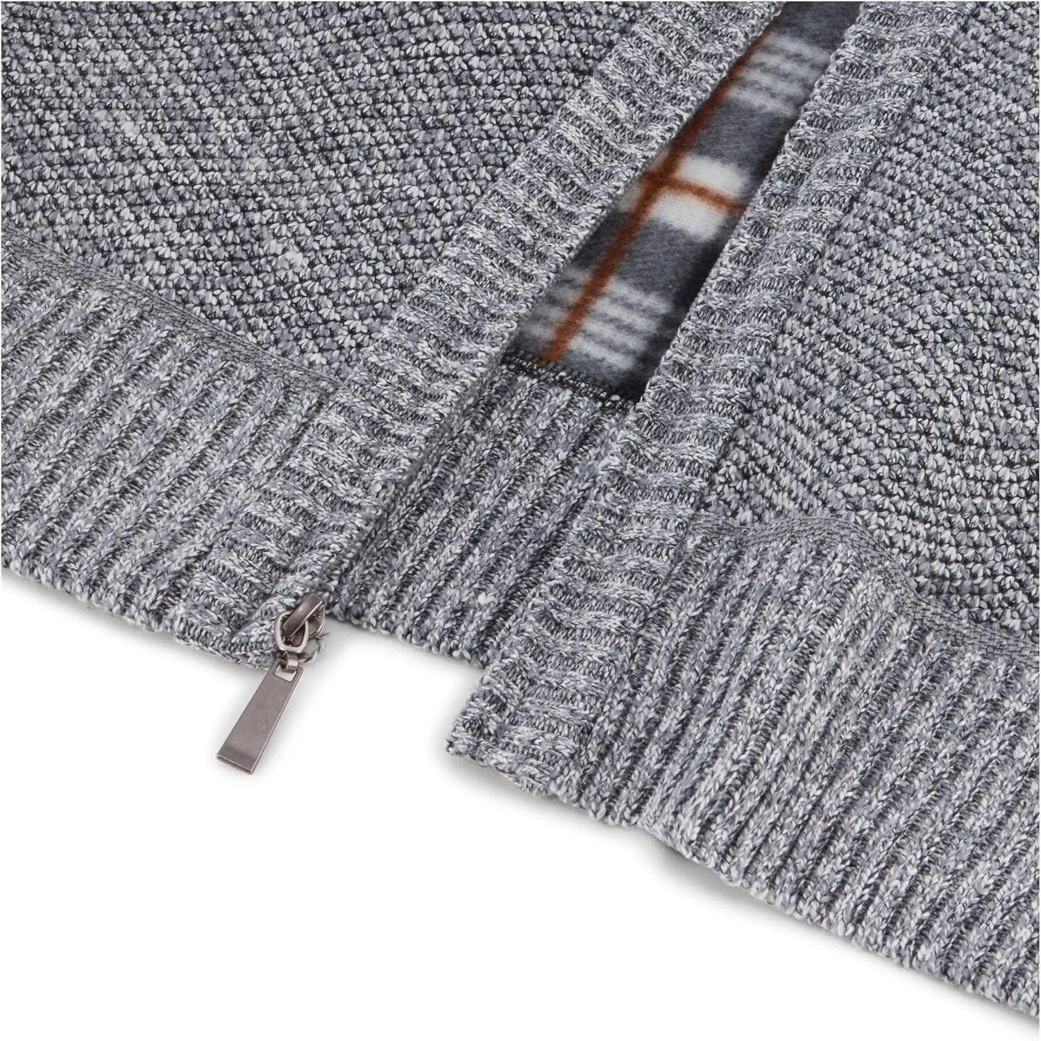 Men's Shawl Collar Cable Knit Cardigan Sweater, Full Zip Sherpa Lined, with Pockets