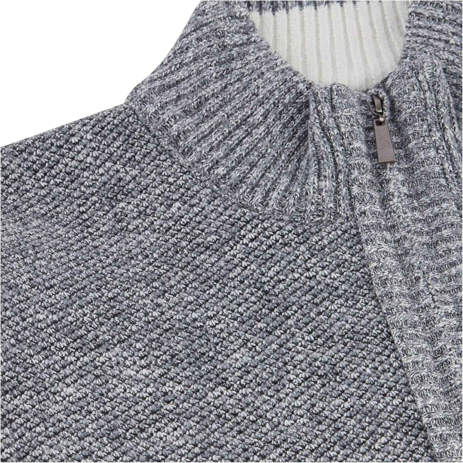 Men's Shawl Collar Cable Knit Cardigan Sweater, Full Zip Sherpa Lined, with Pockets