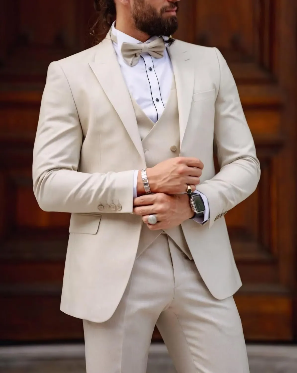 Mens Suit 3 Piece Double Breasted Suit Men Slim Fit Tuxedos Wedding Prom Groom Suits Set