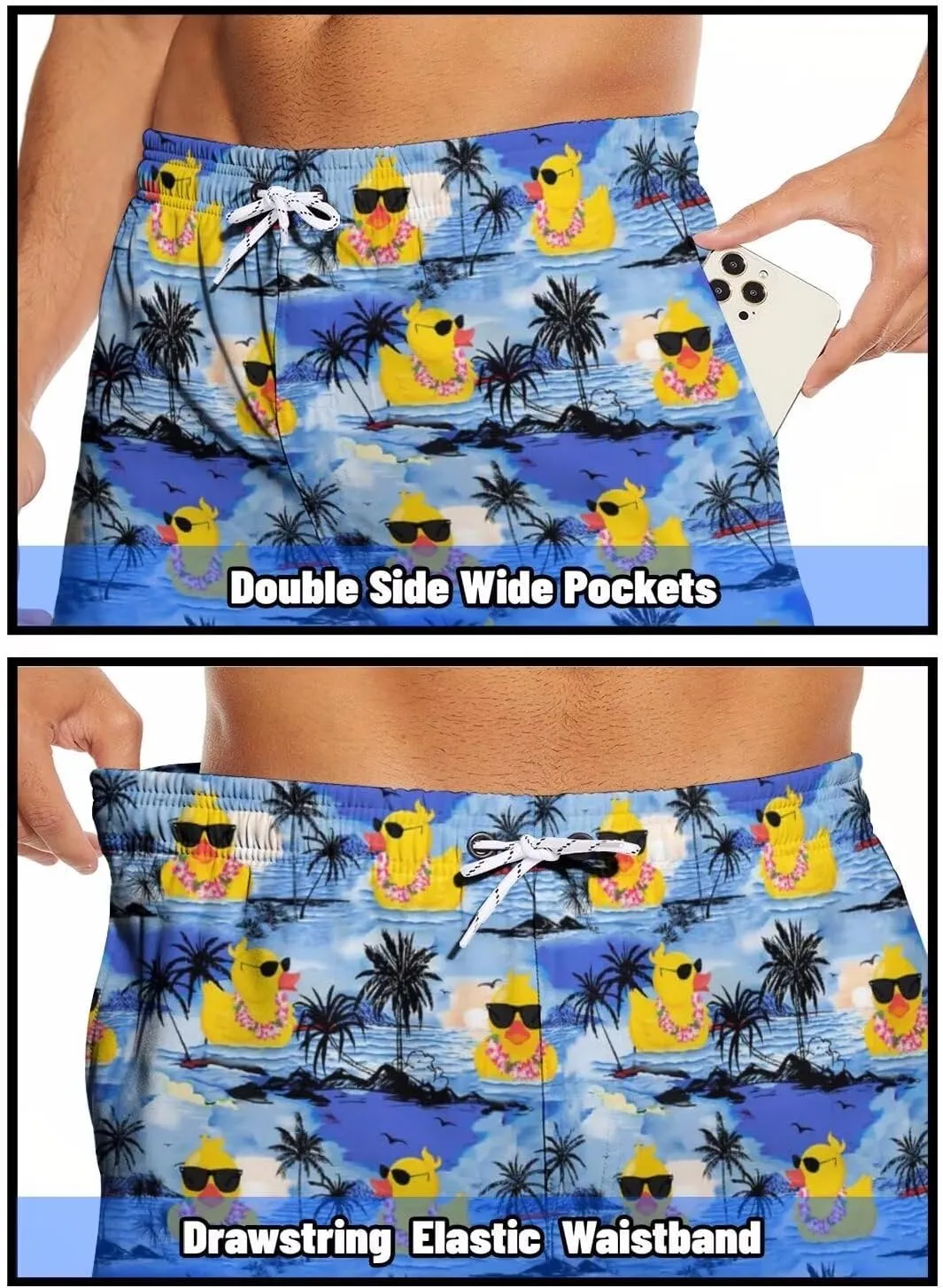 Mens Swim Trunks with Compression Liner 2 in 1 Quick-Dry Swim Shorts Men Board Shorts Swimwear for Swimming Beach