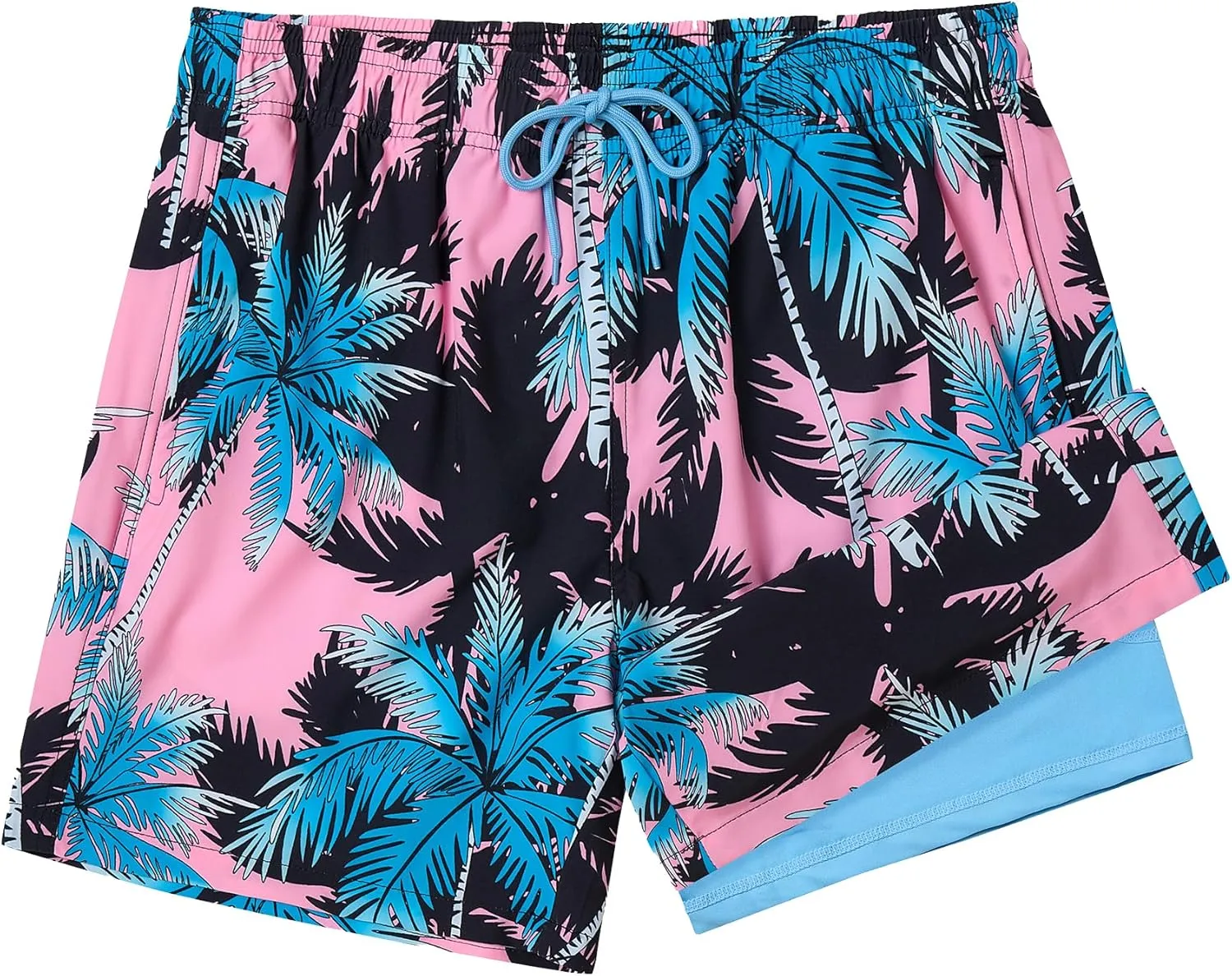 Mens Swim Trunks with Compression Liner Quick Dry Swim Shorts Bathing Suit Swimsear 2 in 1 Beach Board Shorts