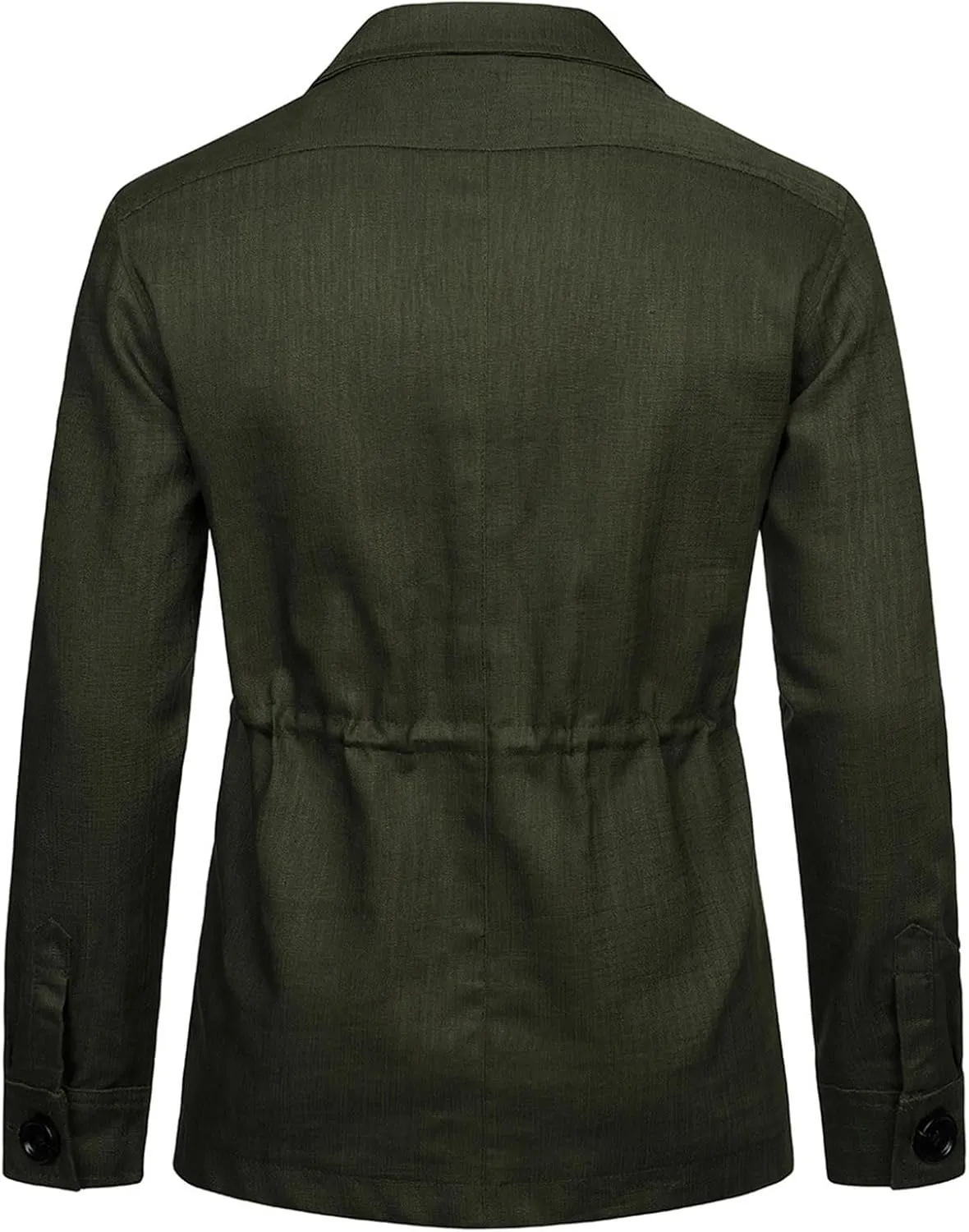 Men's Vintage Blazers Casual Long Sleeve Button Down Linen Jacket Trendy Business Shirt Coat Outwear with 4 Pockets