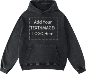 MGL&QQJ Custom Mens Hoodie Vintage Casual Streetwear Overasized Hoodies Unisex Pullover Acid Wash Hooded Sweatshirt D0211