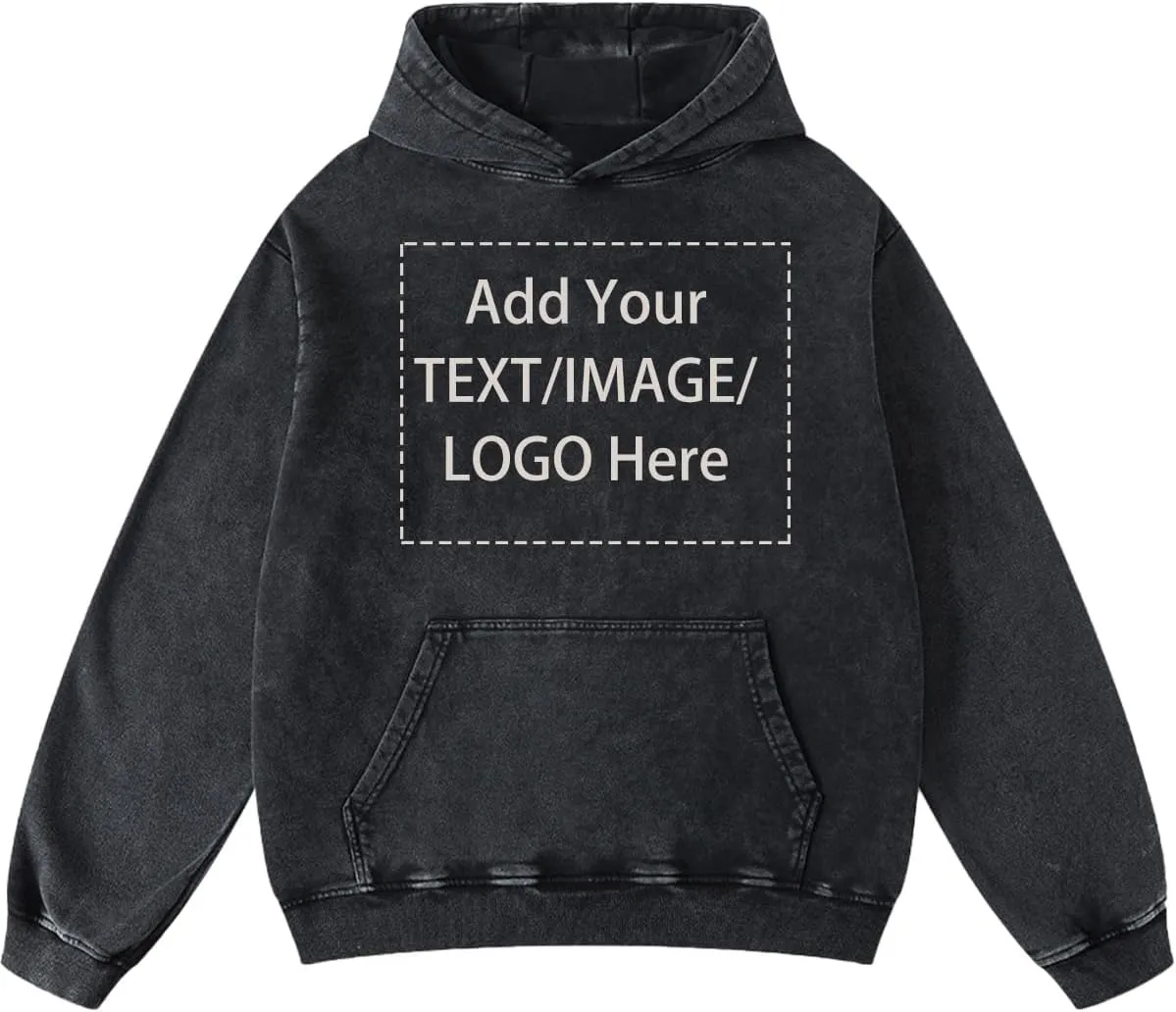 MGL&QQJ Custom Mens Hoodie Vintage Casual Streetwear Overasized Hoodies Unisex Pullover Acid Wash Hooded Sweatshirt D0211
