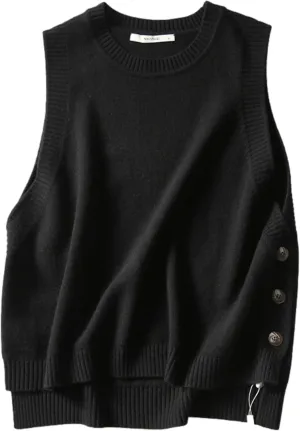 Mingzhu Women's Sleeveless Sweater Vest Round Neck Loose Ribbed Kint Pullover Tops