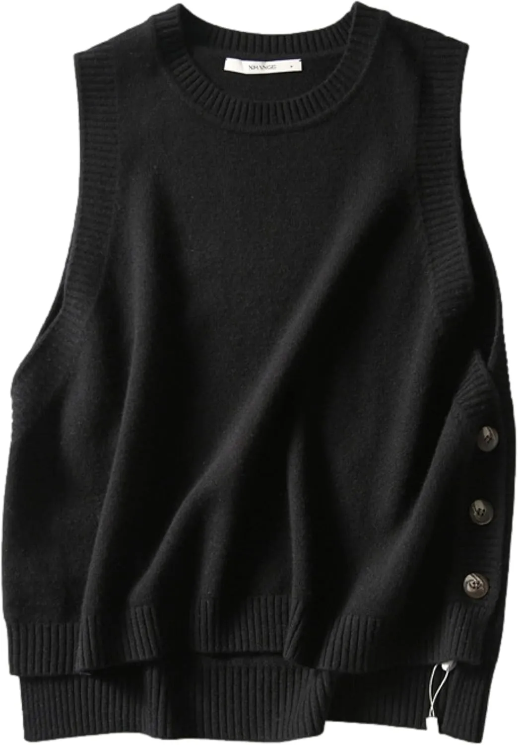 Mingzhu Women's Sleeveless Sweater Vest Round Neck Loose Ribbed Kint Pullover Tops
