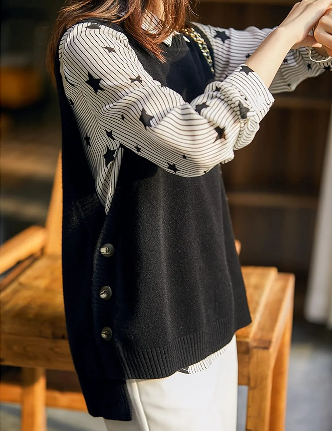 Mingzhu Women's Sleeveless Sweater Vest Round Neck Loose Ribbed Kint Pullover Tops