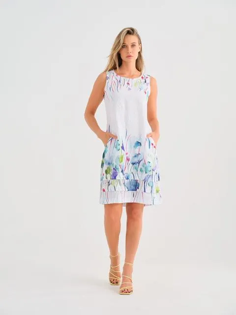 Misty Blossom Linen Dress
