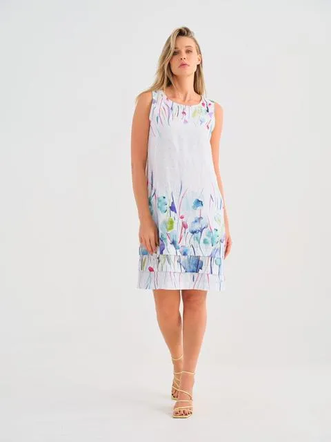 Misty Blossom Linen Dress