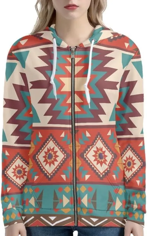 Musical Notes Women's Zip Up Hoodies Cute Pig Casual Comfy Pullover Boho Mandala Dragonfly Long Sleeve Sweatshirt