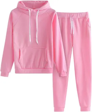 Muyise Women 2 Piece Sweatsuits Long Sleeve Hooded Pullover Jogger Pants Outfits Athletic Casual Loose Lounge Sets Tracksuits