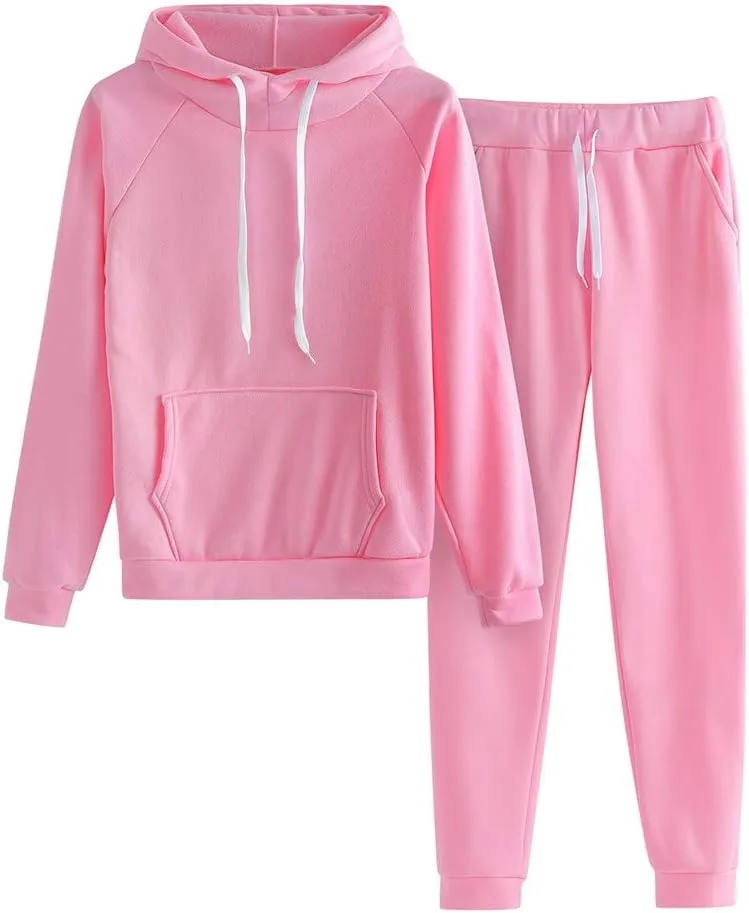 Muyise Women 2 Piece Sweatsuits Long Sleeve Hooded Pullover Jogger Pants Outfits Athletic Casual Loose Lounge Sets Tracksuits