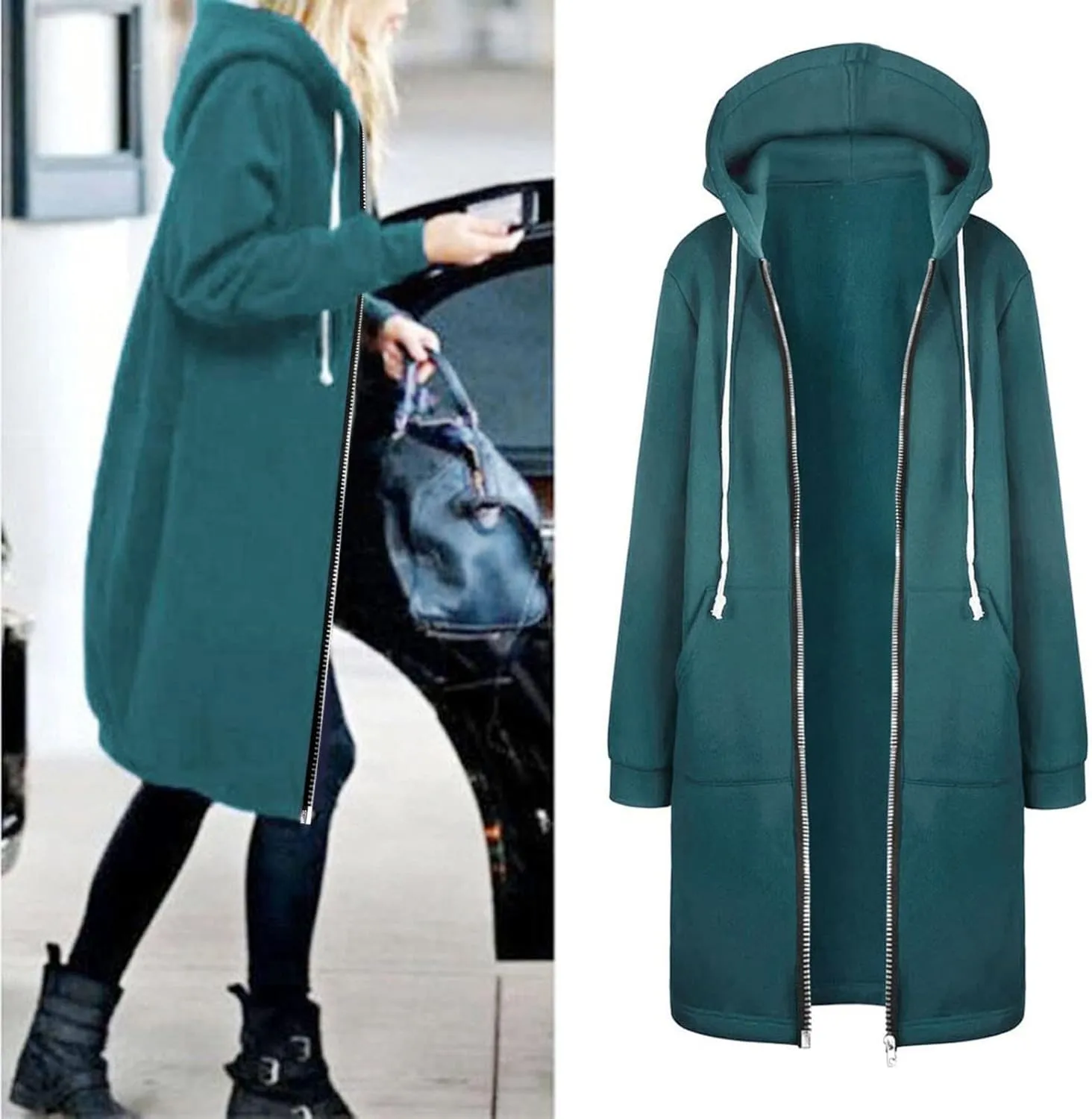 Muyise Women's 2023 Zip Up Hoodies Casual Long Sleeve Sweatshirts Winter Warm Fall Jacket Hooded Coat Outerwear with Pockets