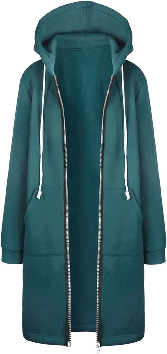 Muyise Women's 2023 Zip Up Hoodies Casual Long Sleeve Sweatshirts Winter Warm Fall Jacket Hooded Coat Outerwear with Pockets