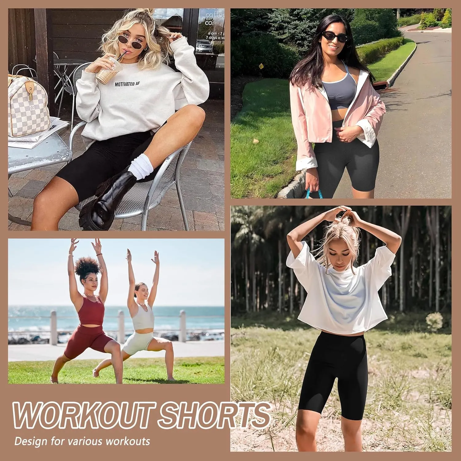 Natural Feelings Buttercloud 4 Pack Biker Shorts for Women-8" High Waist Tummy Control Workout Shorts Athletic Gym Yoga Pants
