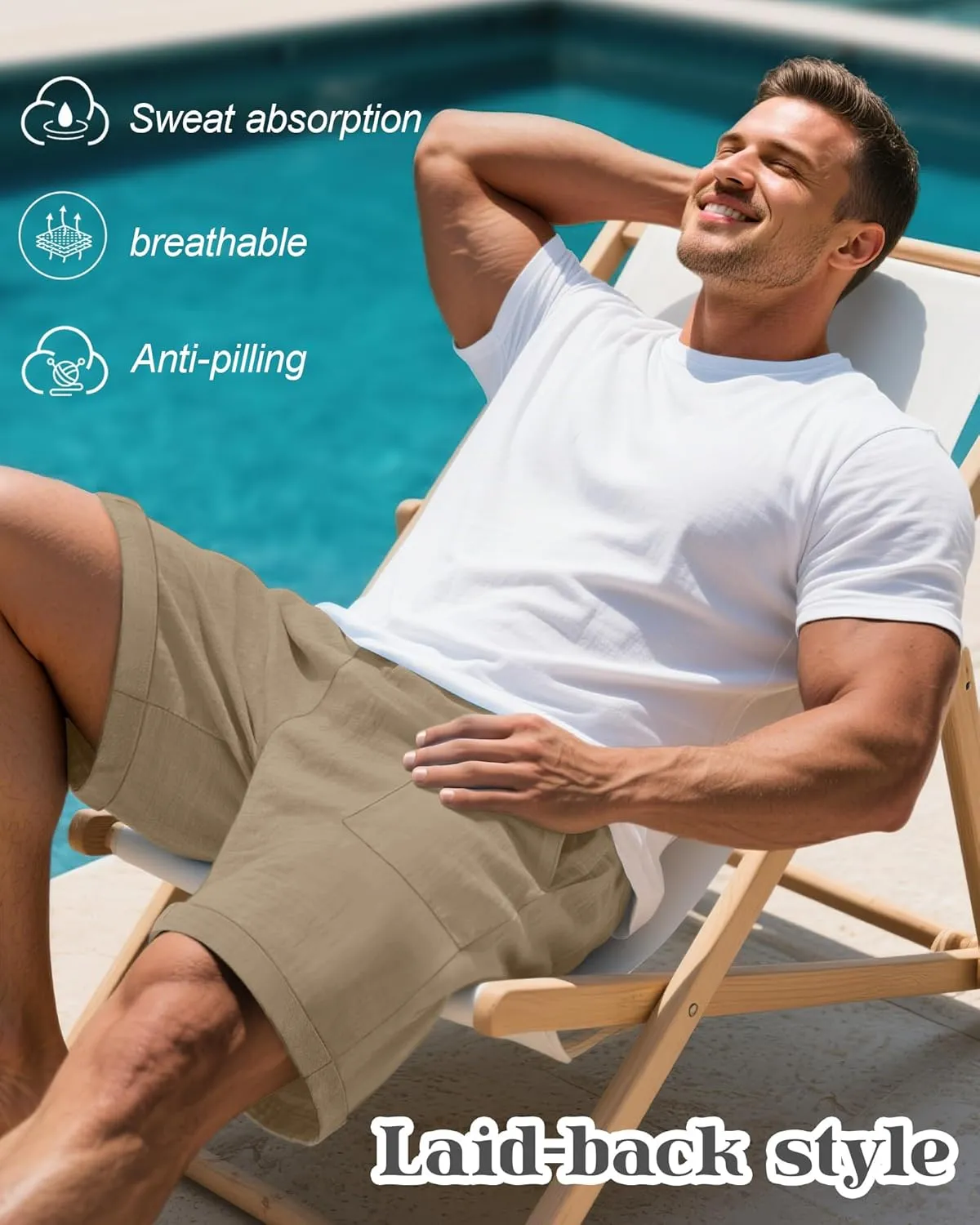 Neer 2 Pack Men's Big and Tall Cotton Linen Bermuda Shorts, Casual 7'' Elastic Drawstring Flat Front Shorts with Pockets