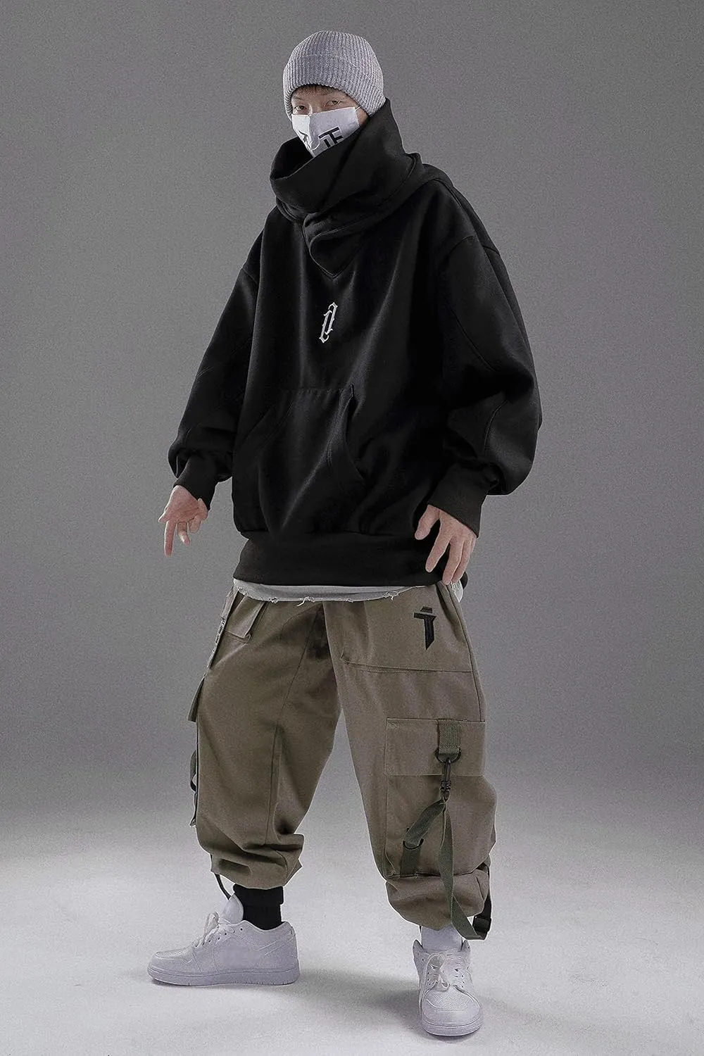 Niepce Inc Streetwear Men's Oversized Heavyweight Hoodie with Neck Gaiter
