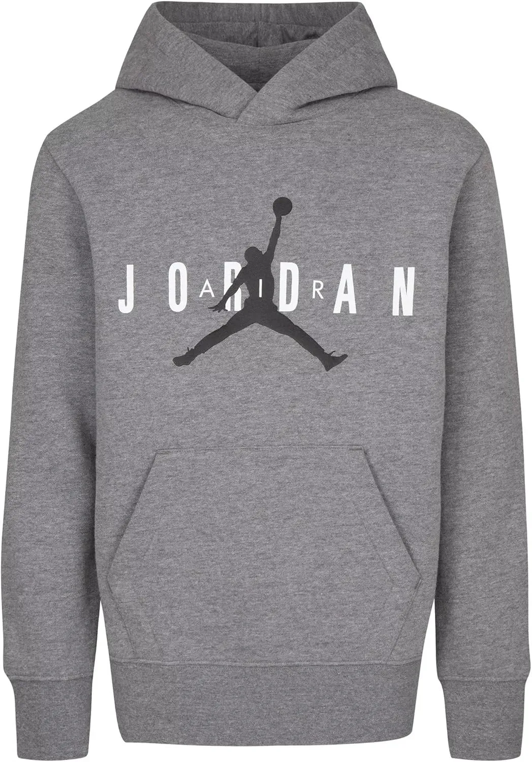Nike Jordan Boys' Fleece Pullover Hoodie (Carbon Heather, Large)
