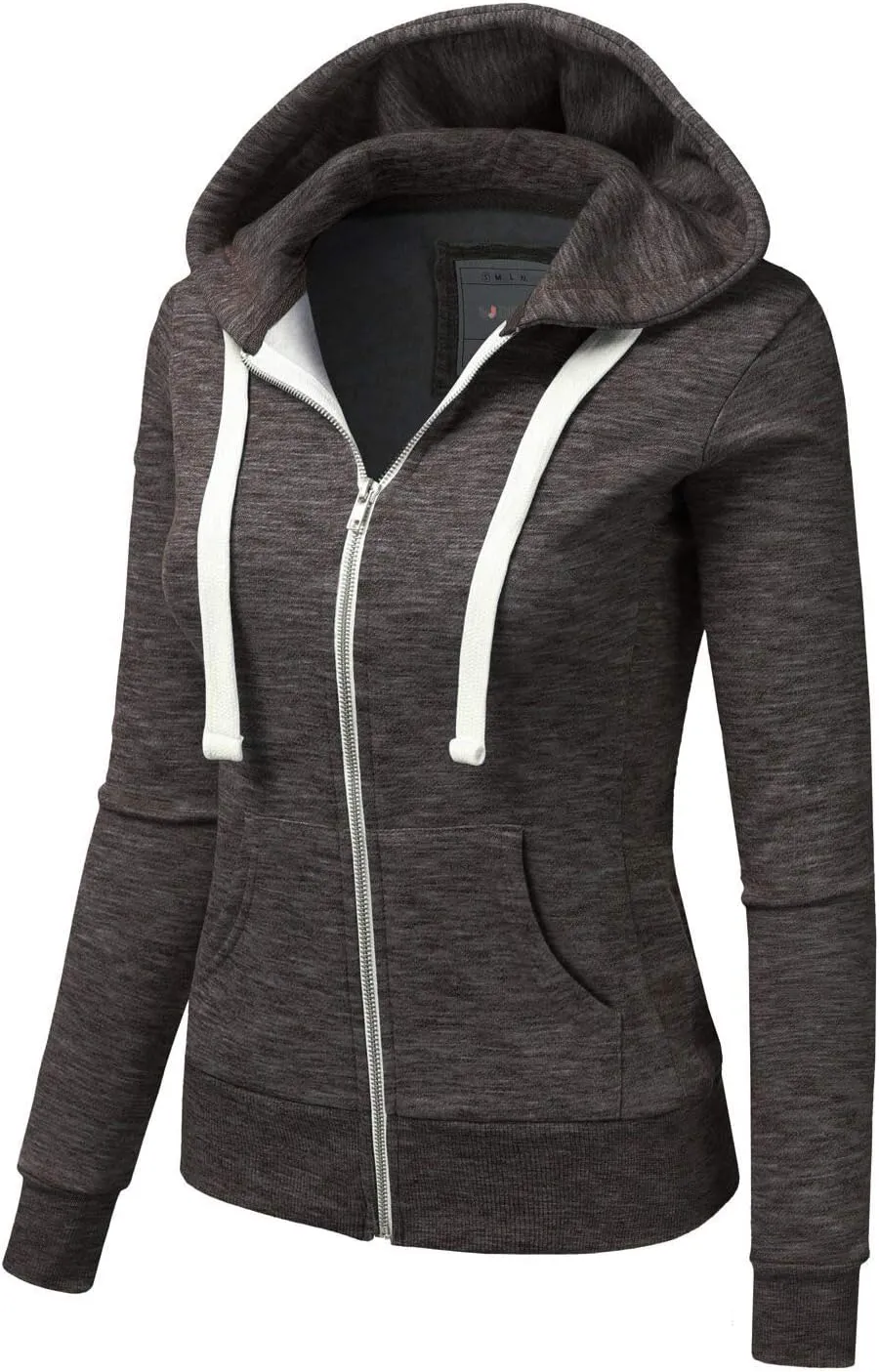 NINEXIS Womens Long Sleeve Zip Up Hoodie Top Color Block Basic Casual Hooded Sweatshirt