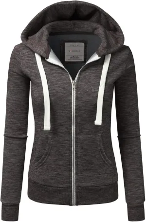 NINEXIS Womens Long Sleeve Zip Up Hoodie Top Color Block Basic Casual Hooded Sweatshirt