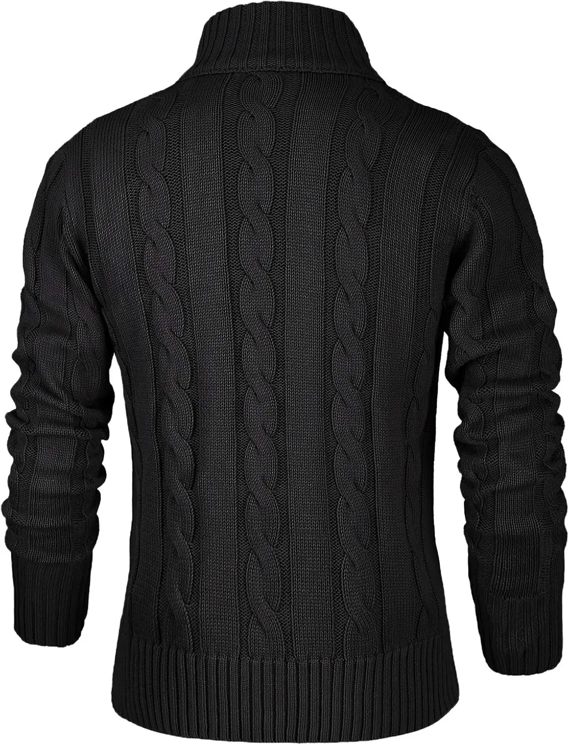 NITAGUT Mens Long Sleeve Stand Collar Cardigan Sweaters Button Down Cable Knitted Sweater