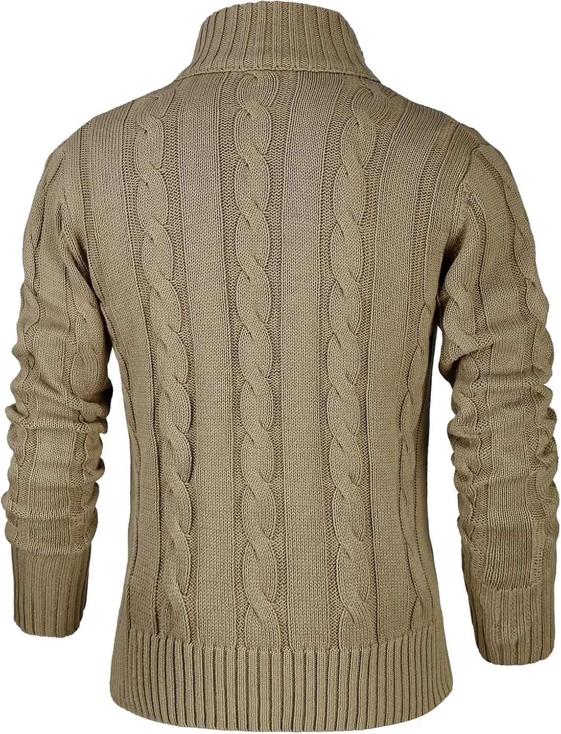 NITAGUT Mens Long Sleeve Stand Collar Cardigan Sweaters Button Down Cable Knitted Sweater