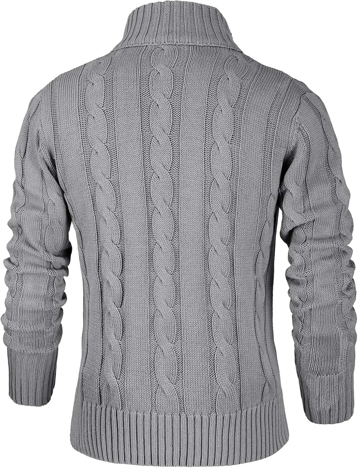 NITAGUT Mens Long Sleeve Stand Collar Cardigan Sweaters Button Down Cable Knitted Sweater