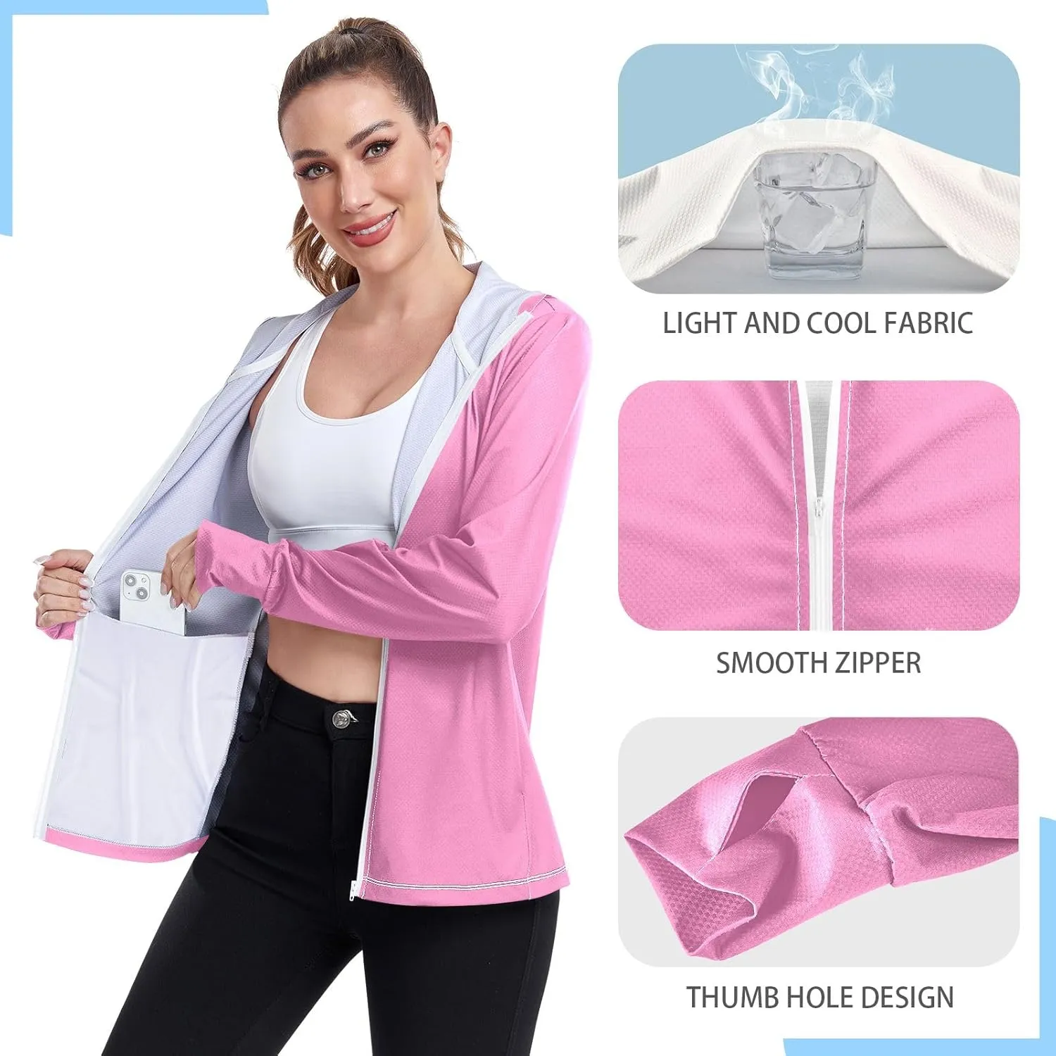 ODAWA Womens Upf Hoodie Wisteria Women's Hoodie Rash Guard Long Sleeve Spf 50 Quick Dry Cooling Shirts
