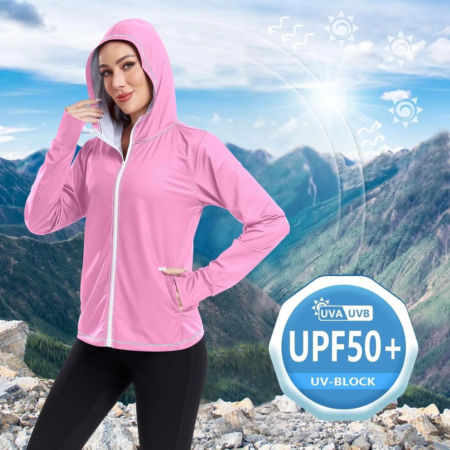 ODAWA Womens Upf Hoodie Wisteria Women's Hoodie Rash Guard Long Sleeve Spf 50 Quick Dry Cooling Shirts