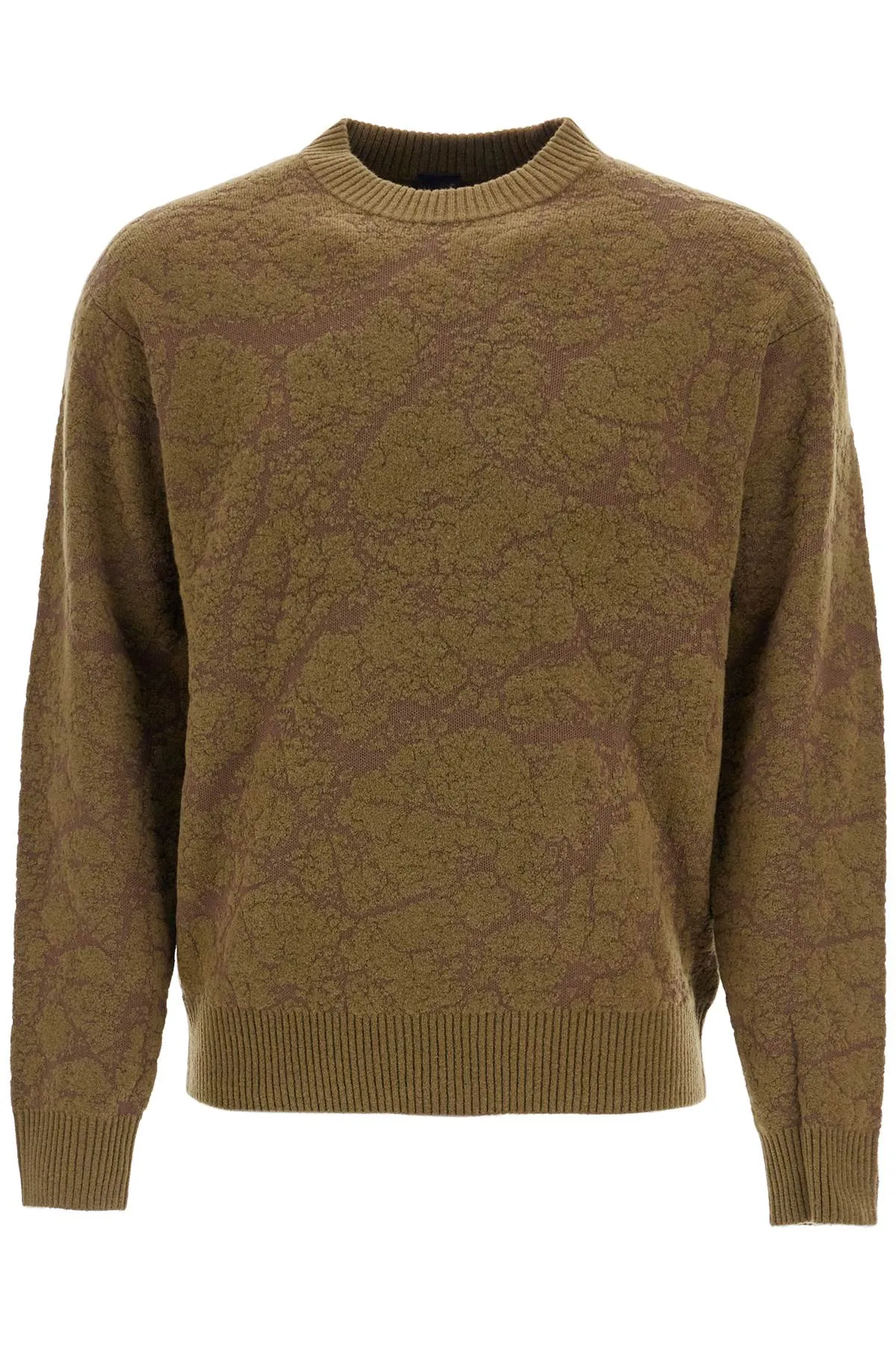 olive green wool sweater with round neck for men 50523579 OPEN GREEN