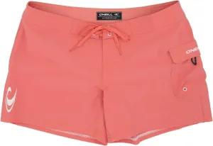O'NEILL Women's 5 Inch Boardshorts - Stretchy Swim Shorts for Women - Beach Shorts for Swimming and Surfing,Tea Rose | Pacific,15