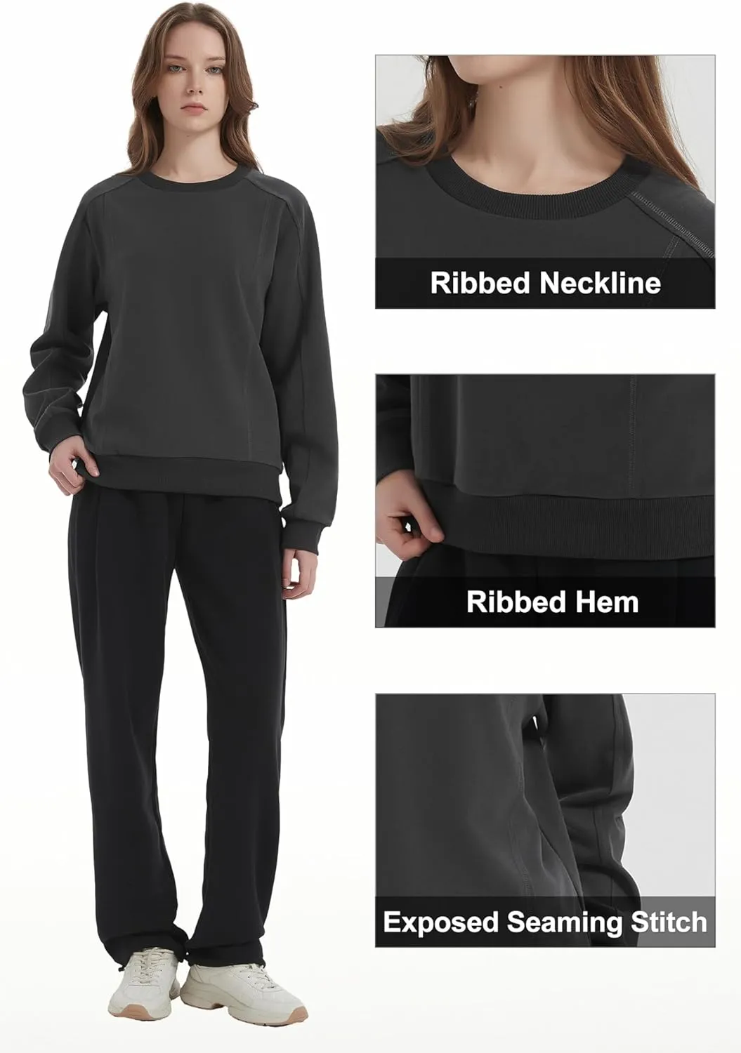 Orolay Women's Casual Crewneck Sweatshirts Long Sleeve Pullover Tops Fashion Oversized Fall Clothes