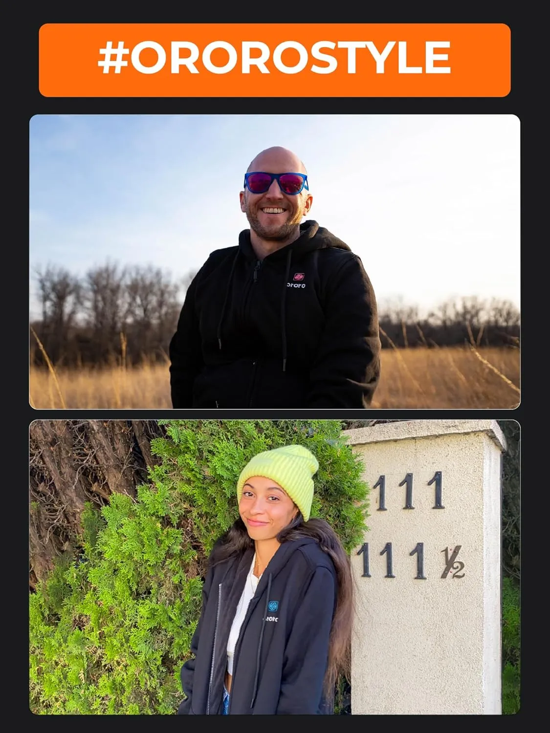 ORORO Heated Hoodie with Battery, Fleece Full-Zip Heated Sweatshirt Hoodie (Charger Not Included)