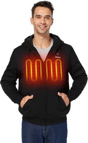 ORORO Heated Hoodie with Battery, Fleece Full-Zip Heated Sweatshirt Hoodie (Charger Not Included)