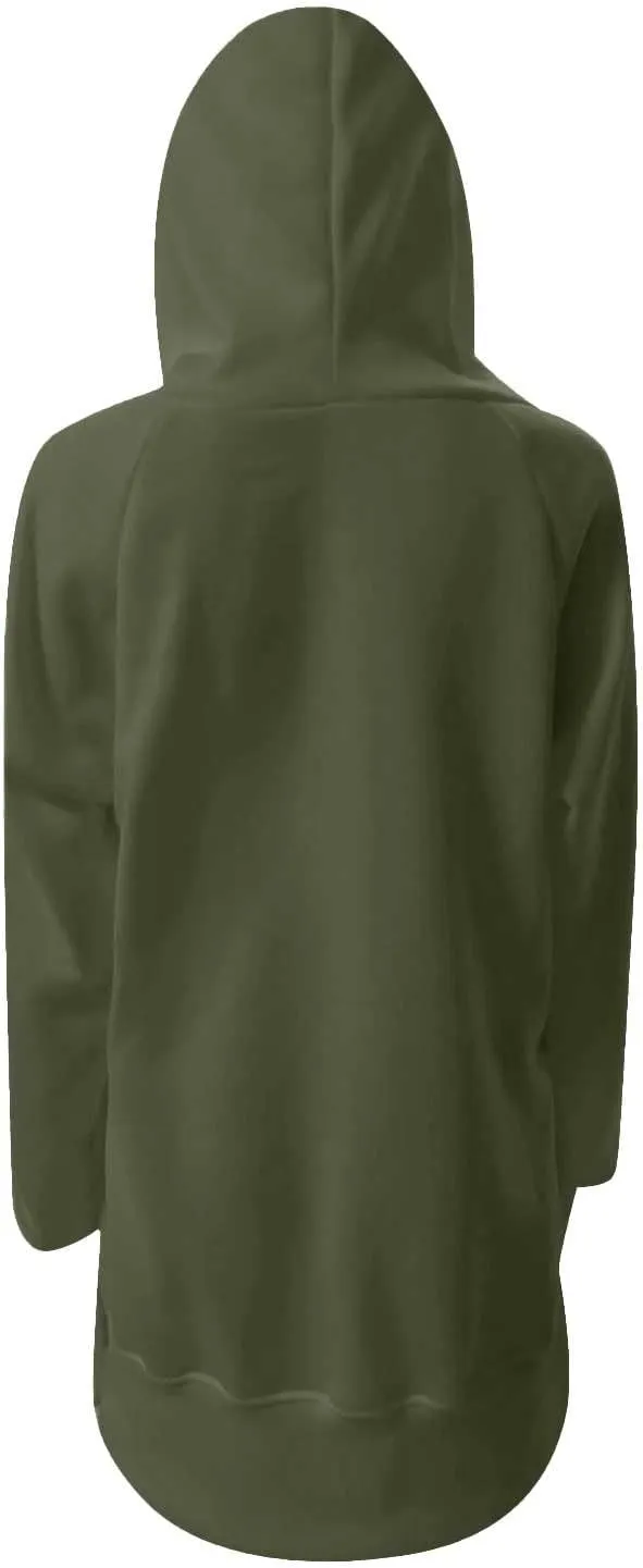Oversized Hoodie Dress for Women Casual Drawstring Long Warmy Sweatshirt with Pockets Fashion Split Hem Long Sleeve