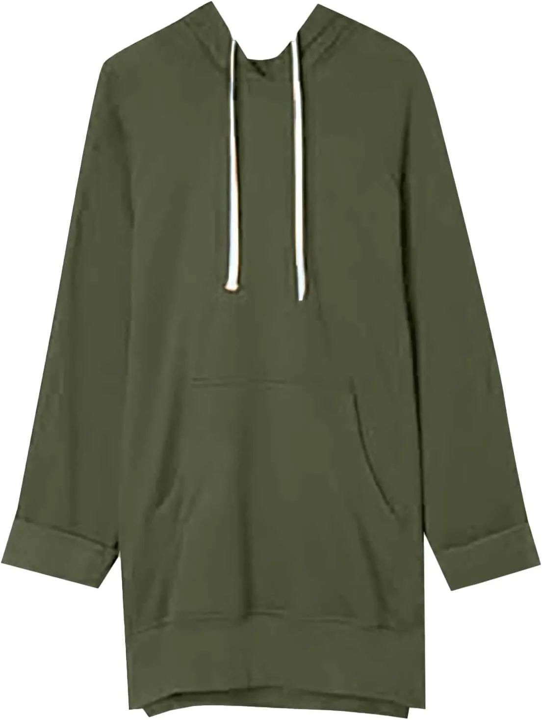 Oversized Hoodie Dress for Women Casual Drawstring Long Warmy Sweatshirt with Pockets Fashion Split Hem Long Sleeve