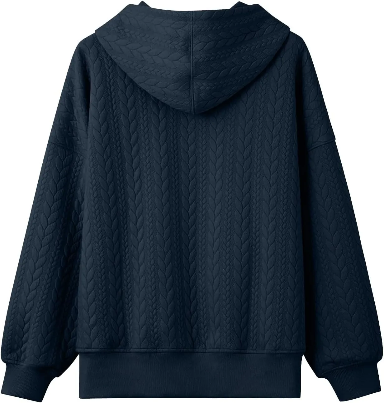 Oversized Hoodies for Women Trendy Jacquard Knit Sweater Drawstring Casual Long Sleeve Hooded Sweatshirt with Pocket