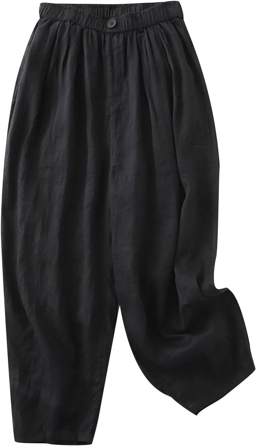 Palazzo Pants for Women Casual Elastic Waist Linen Pants High Waisted Summer Lounge Trousers Beach Vacation Outfits