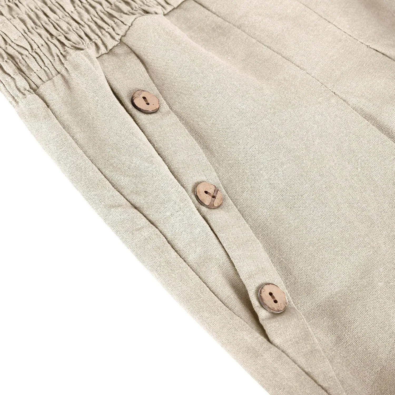 Palazzo Pants for Women Casual Wide Leg Linen Trousers High Waisted Elastic Waist Lightweight Beach Summer Pants