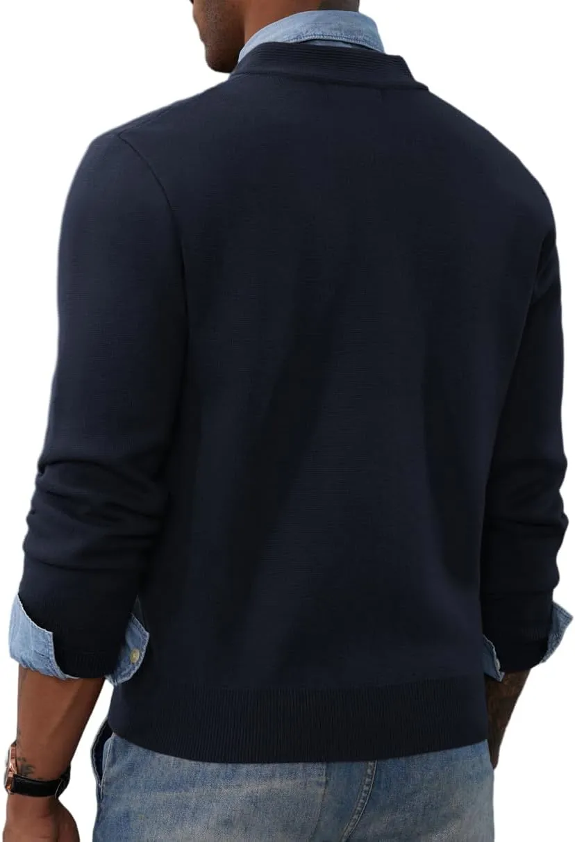 PJ PAUL JONES Mens Full Zip Cardigan Sweater Stand Collar Regular Fit Knit Sweaters