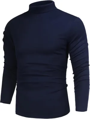 Poriff Men's Casual Mock Neck Tops Long Sleeve Slim Fit Turtleneck Pullover Sweaters