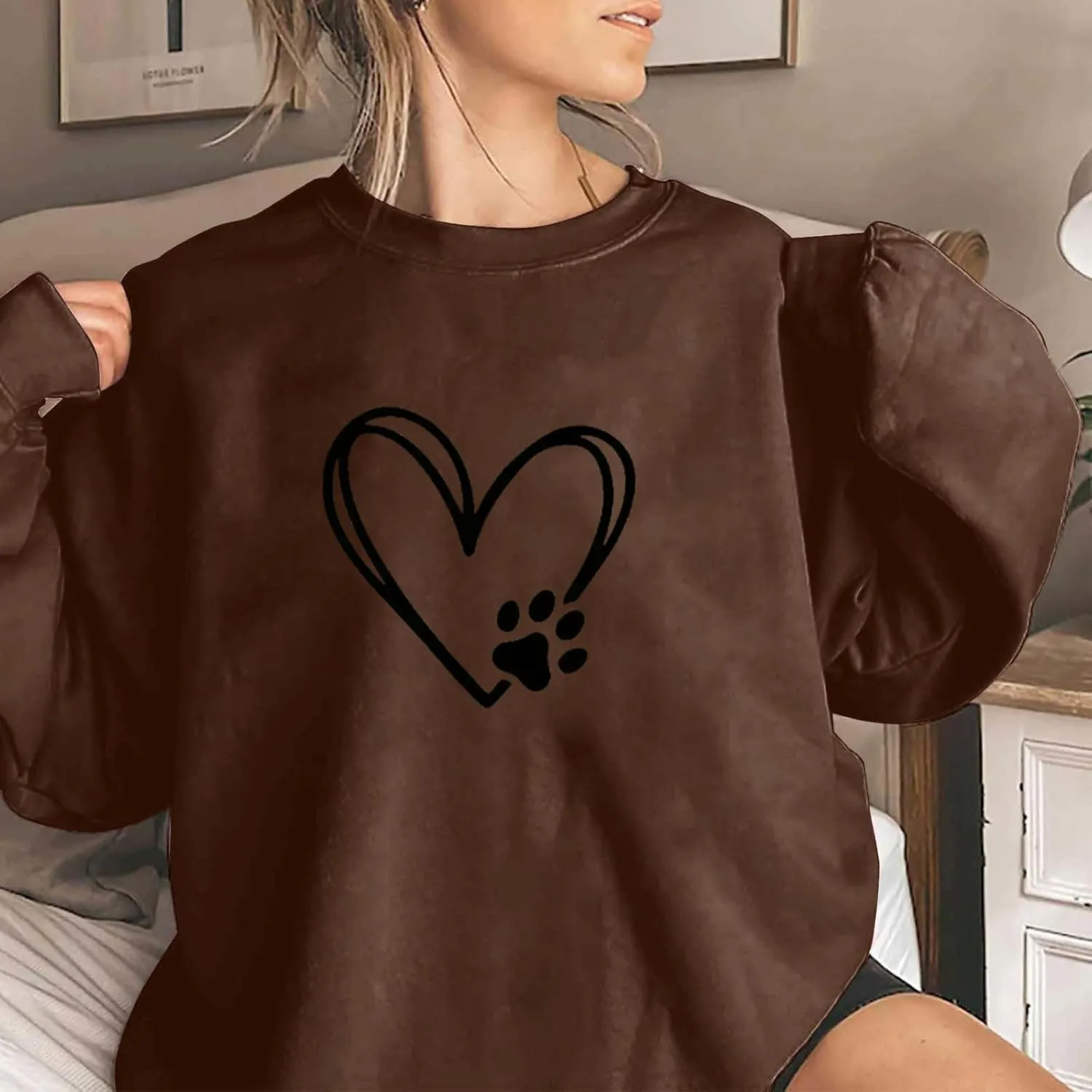 Preppy Graphic Hoodies for Teen Girls 2024 Fall Fashion Oversized Long Sleeve Crewneck Sweatshirts Women Clothes