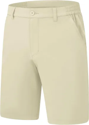 Rdruko Men's Golf Stretch Shorts 9 Inch Inseam Casual Dress Elastic Waist Flat Front Dry Fit Shorts with 5 Pockets