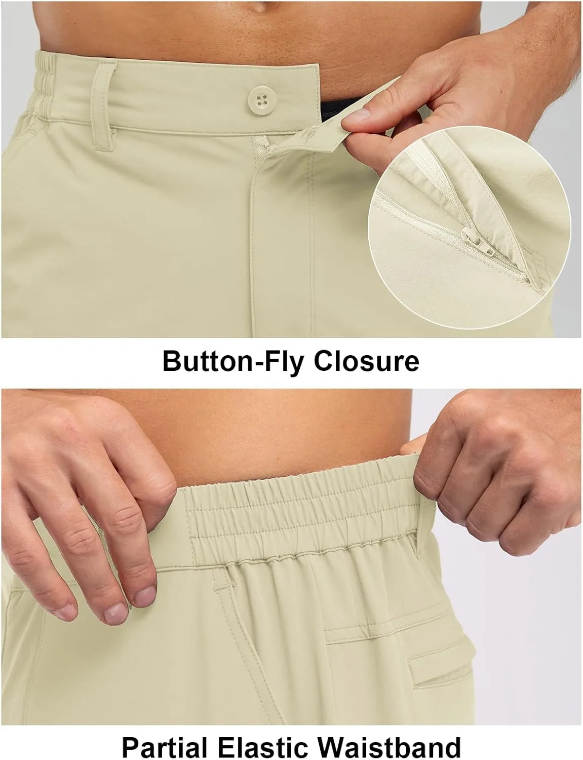 Rdruko Men's Golf Stretch Shorts 9 Inch Inseam Casual Dress Elastic Waist Flat Front Dry Fit Shorts with 5 Pockets