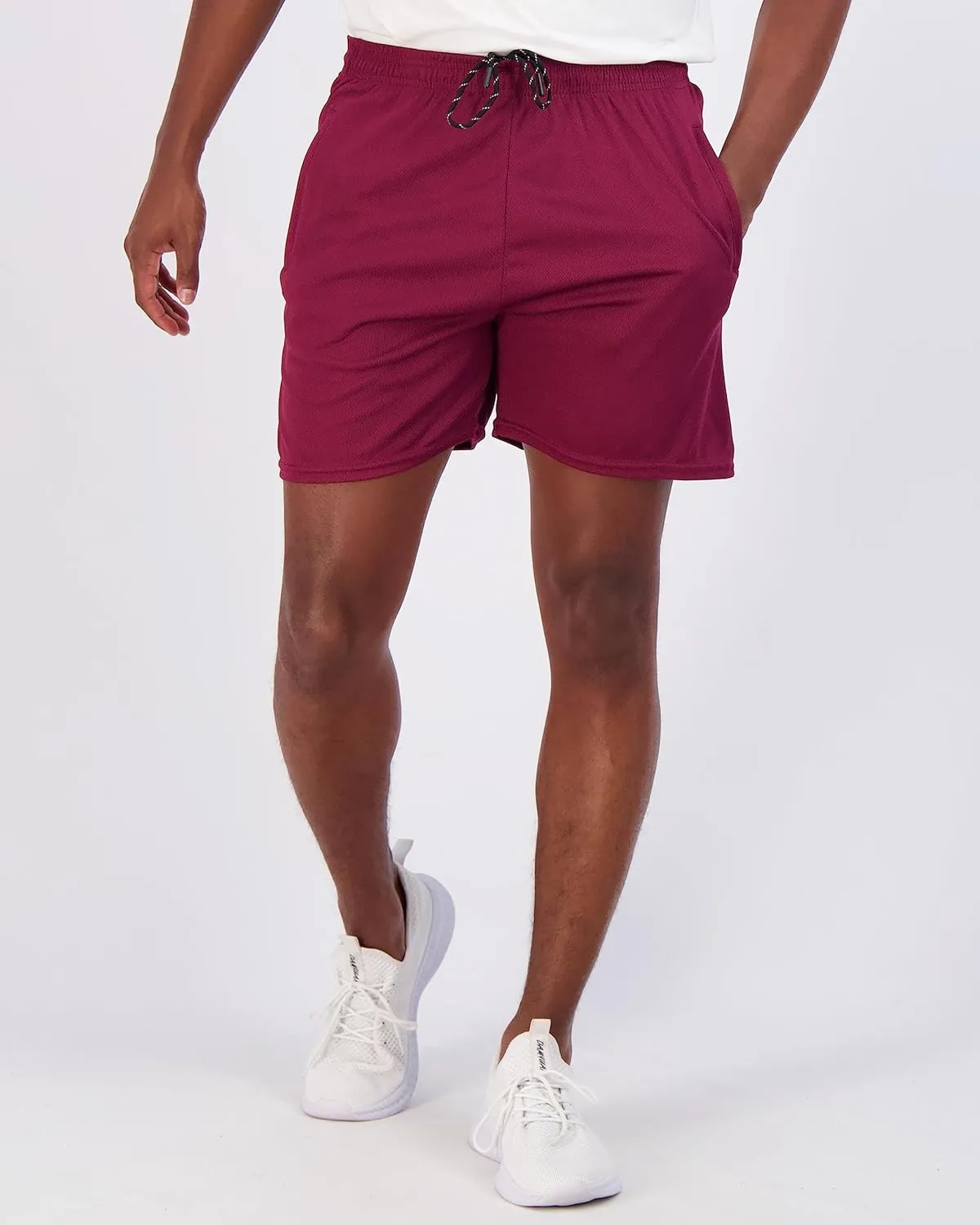 Real Essentials 4 Pack: Men's 5" Mesh Quick-Dry Athletic Running Gym Shorts with Zipper Pockets (Available in Big & Tall)