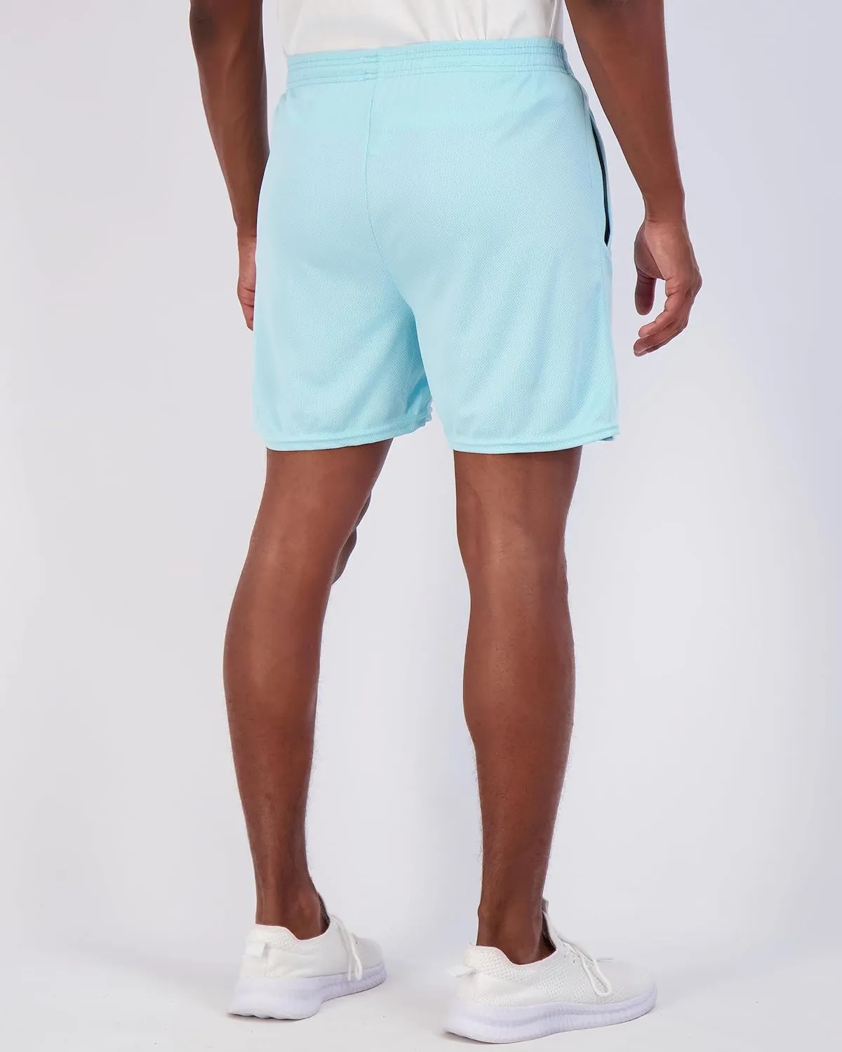 Real Essentials 4 Pack: Men's 5" Mesh Quick-Dry Athletic Running Gym Shorts with Zipper Pockets (Available in Big & Tall)
