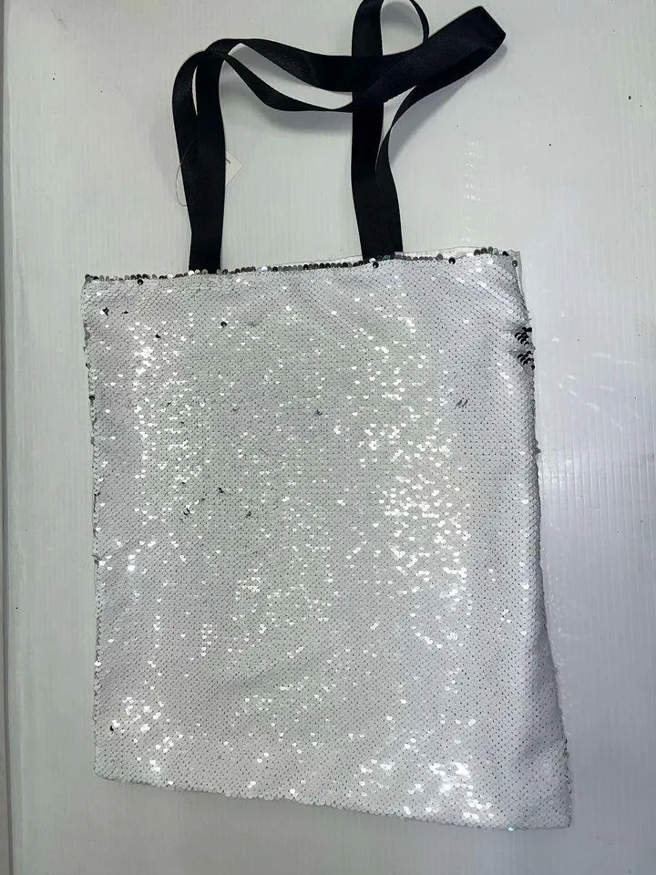Reversible Sequin White and Silver Tote