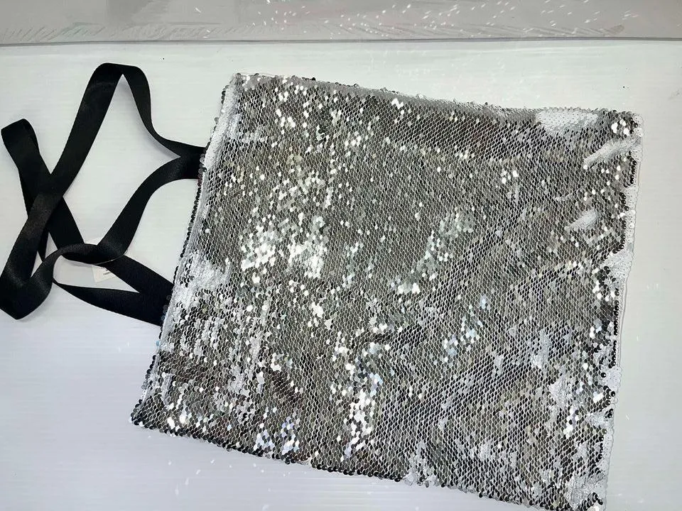 Reversible Sequin White and Silver Tote