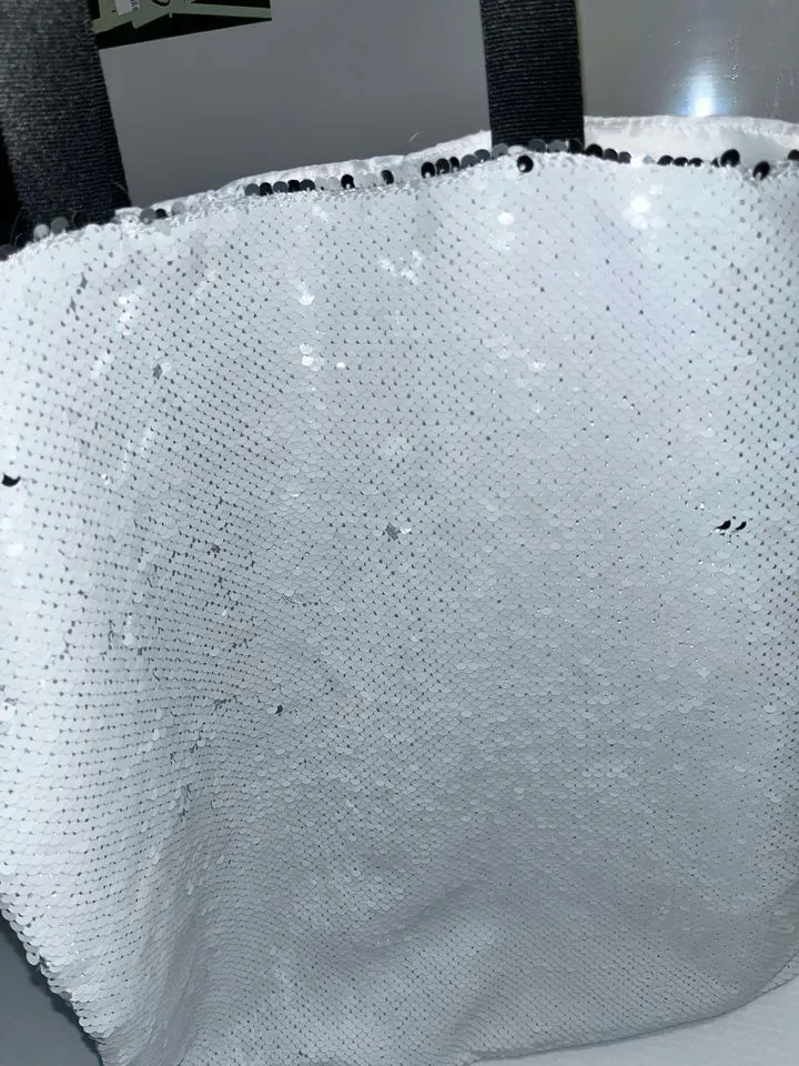 Reversible Sequin White and Silver Tote
