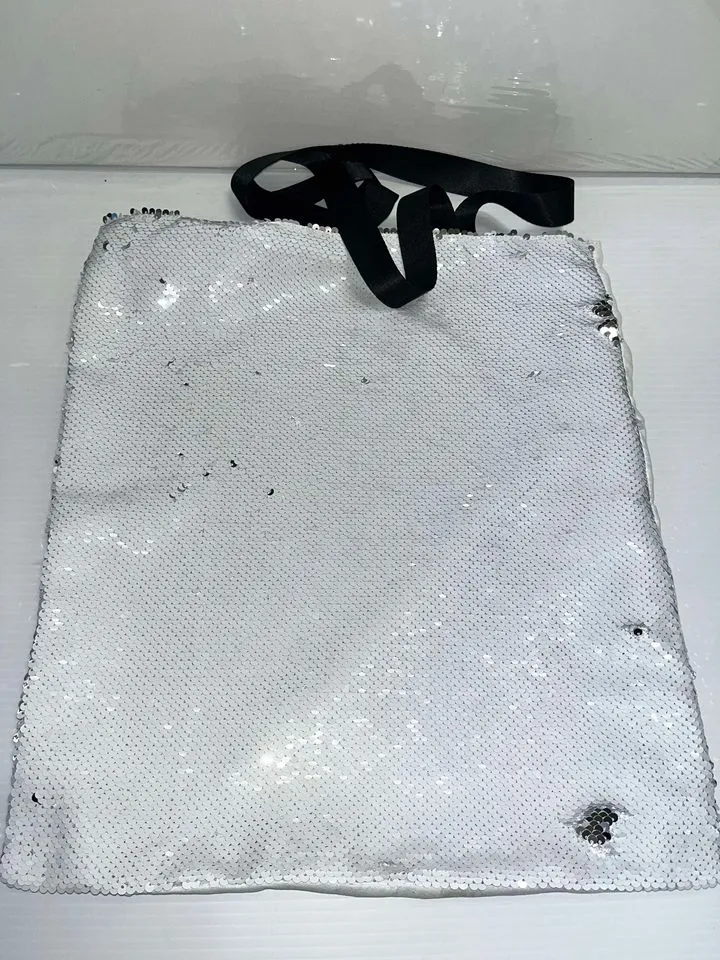 Reversible Sequin White and Silver Tote